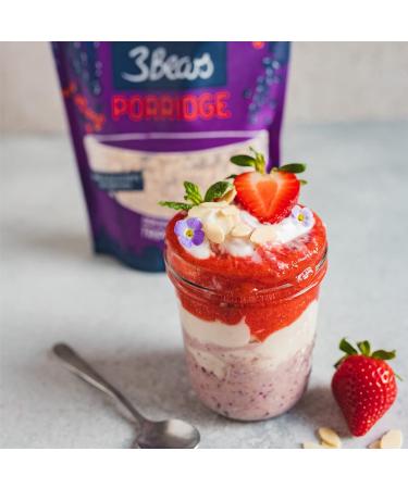 3Bears Three Berry Porridge - Healthy Sugar-Free Oatmeal (4 x 400g) | Delicious Vegan Overnight Oats - Buy Online on GoSupps.com