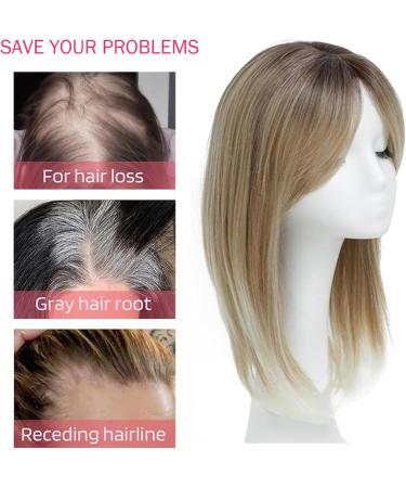 Clip in Bangs 18 In Natural Ombre Brown Blonde Curved Clip Bangs Breathable Realistic Lightweight Daily Wear Fake Fringe Human Hair Toppers for Women Clip in Hair Pieces - Buy Online on GoSupps.com