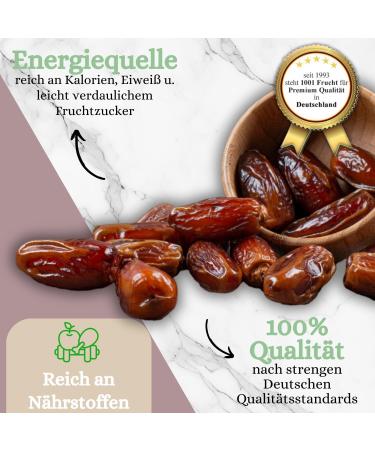  1001 Frucht 1001 Frucht Deglet Nour Pitted Dates 1000g Natural Raw Edible Dates Aromatic Dates from Tunisia with no additives Dried date fruit with no added sugar GMO-free - Buy Online on GoSupps.com