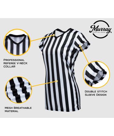 Murray Sporting Goods Women's V-Neck Black and White Stripe Referee Shirt | Official Jersey for Refs Umpires & Waitresses - Size M - Buy Online on GoSupps.com