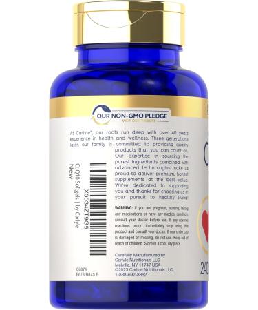 Carlyle CoQ10 100mg - 240 Softgels | Mega Q-Sorb Coenzyme Q-10 with Black Pepper Extract | Non-GMO & Gluten Free International Shipping Available - Buy Online on GoSupps.com