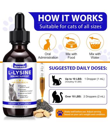 Lysine for Cats L-Lysine for Cat Immune Support Allergy Relief Sneezing & Runny Nose with Colostrum Taurine Vitamins - Roast Chicken Flavor - 60ml/2oz - Buy Online on GoSupps.com