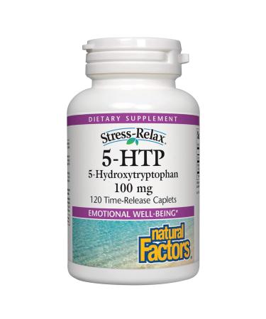 Stress-Relax 5-HTP 100 mg by Natural Factors, Promotes Emotional Well-being, 120 Caplets 120 Count (Pack of 1) 100 mg