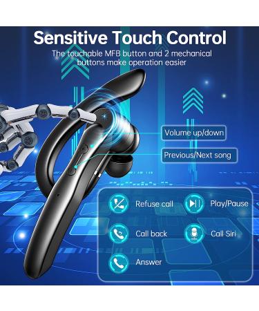 2023 Bluetooth Headset Wireless Earpiece | Clear Call with 2 ENC Microphone | 80Hrs Playtime | Hands-Free Earbuds for Driving/Business | IOS/Android Compatible | Black - Buy Online on GoSupps.com