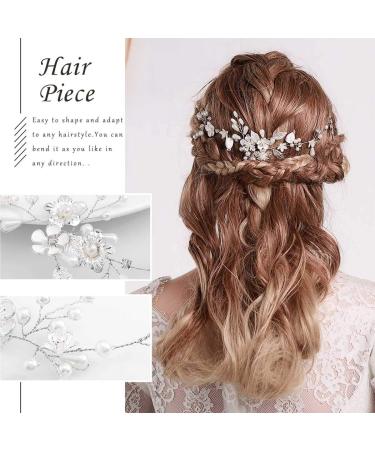 Bridal Jewelry | IYOU Silver Pearl Wedding Hair Vine & Floral Headband | Hair Accessories for Women & Girls - Buy Online on GoSupps.com
