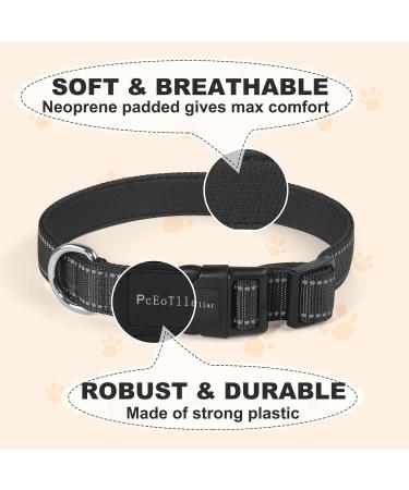 PCEOTLLAR Adjustable Reflective Dog Collar - Padded Neoprene for Small & Large Dogs (Black 50-60cm) - Soft Durable and Comfortable - Buy Online on GoSupps.com