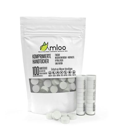 Amloo 100 Magic compressed towels.Mini travel towel for health and outdoor sports.Small face towel disposable Oshibori and finger washcloth portable with 2 transportetuis 100 pieces