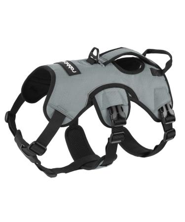 Rabbitgoo Breaking -proof dog harness Medium -sized dogs with handle anti -train safety cuddling dog breathable adjustable breast dishes padded dog vest panic crockery gray s (1 pack) gray