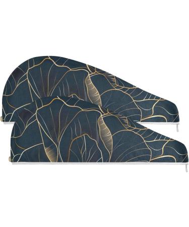 Luxury Golden Rose Hair Towel 2 Pack - Super Absorbent Quick Dry Turbans for Women & Girls - Stylish Line Art Design - Buy Online on GoSupps.com