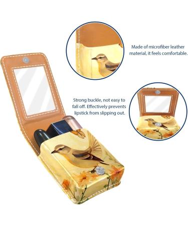 Travel Lipstick Organizer Case - Portable Makeup Bag with Mirror | Daisy Bird in Flower Design - Buy Online on GoSupps.com