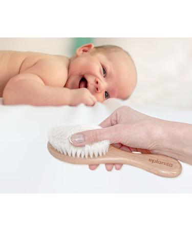 eplanita Baby Hair Brush and Comb Set for Newborns & Toddlers - Wooden with Natural Goat Bristles - Ideal for Cradle Cap, Massage, and Teething Relief - Perfect for Baby Registry or Baby Shower - Buy Online on GoSupps.com