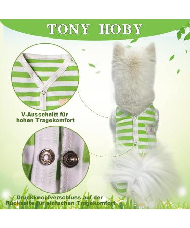 TONY HOBY Dog Summer Pajamas - Striped XL Dog Overall Without Sleeves in White & Green | International Shipping Available - Buy Online on GoSupps.com