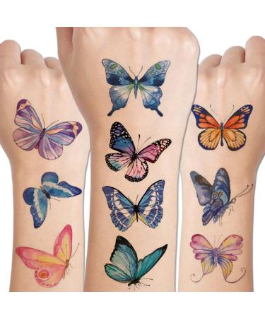 CHARLENT Butterfly Temporary Tattoos for Women Girls - 12 Sheets Realistic 3D Butterfly Temporary Tattoos for Party Favors Decoration