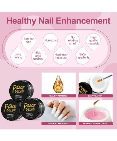 PECECOLOR Geln gel Starterset - 15ml Nail Extension Gel Kit with 20 Templates & Brush for Perfect Nails - Buy Online on GoSupps.com