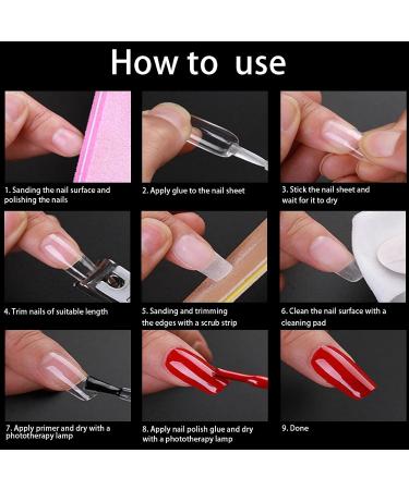 240PCS Medium Coffin Gel Nail Tips Set - Pre-Buffed Artificial Nails Kit - Buy Online on GoSupps.com