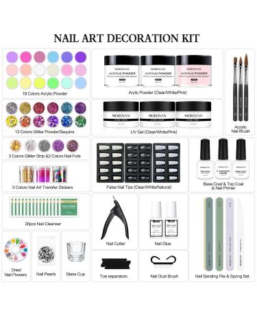 Morovan Glitter Acrylic Nail Kit - Professional Nail Extension Supplies for Beginners - Buy Online on GoSupps.com