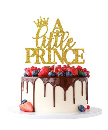 Tenhaisi Gold Glitter A Little Prince Cake Topper Baby Shower Baby Boy First Birthday Little Boss Gender Reveal Party Decorations