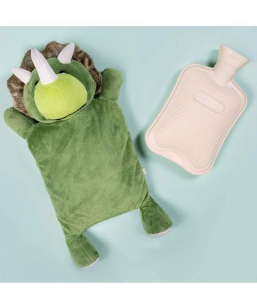 HomeTop Premium Classic Rubber Hot and Cold Water Bottle with Cute Triceratops Cover - 2L White, 67.63 Fl Oz - Buy Online on GoSupps.com