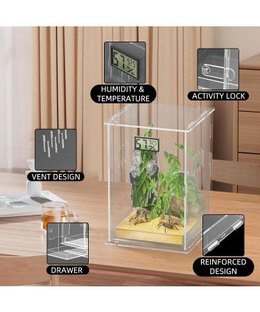 Optimized Giznzg Terrarium for Reptiles - Acrylic Feeding Box with Digital Thermometer & Hygrometer for Spider Snail Frog Lizard Turtle (25x15x15cm) - Best Reptile Breeding Habitat - Buy Online on GoSupps.com