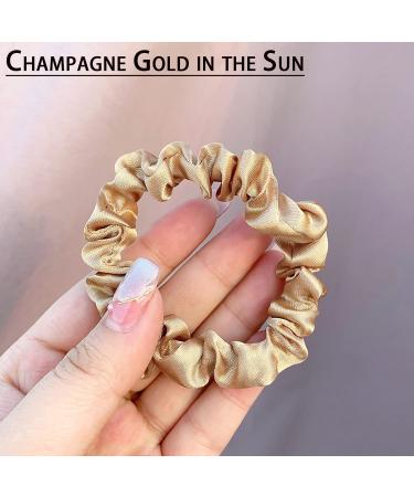 Small Satin Silk Hair Scrunchies for Thick, Curly, and Thin Hair - 4 Pack Champagne Gold - Traceless Frizz Prevention - Women and Girls Hairbands - Buy Online on GoSupps.com