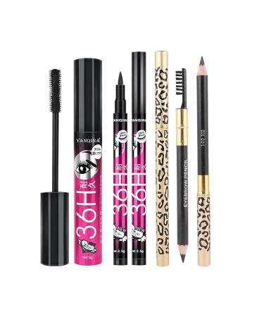 Eyeliner & Mascara Set with Eyebrow Pencil | All-in-One Eyes Kit for Beginners | Durable 3-Piece Natural Eye Makeup Red - Buy Online on GoSupps.com