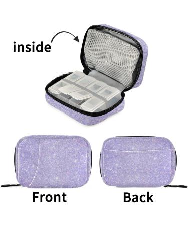 Xigua Shiny Glitter Lavender 8-Compartment Pill Case | Portable 7-Day Vitamin & Supplement Organizer for International Shipping - Buy Online on GoSupps.com