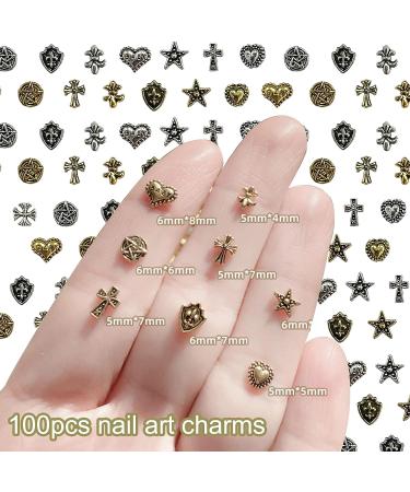 Nail Cross Charms 3D Heart Star Cross Gems for Acrylic Nail Decoration (100pcs) - Buy Online on GoSupps.com