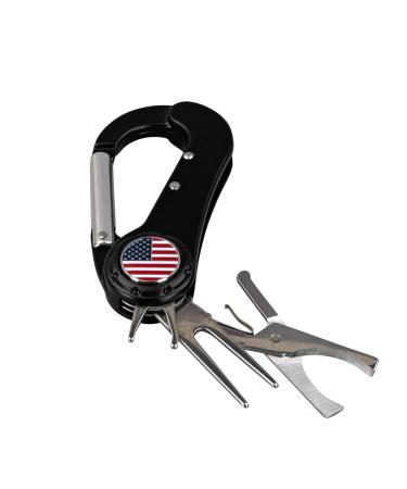 Golfing Gizmos 5 in 1 Golf Tool Accessories - Divot Repair Tool, Ball Marker, Cutter, Spike Tightener with Carabiner Clip
