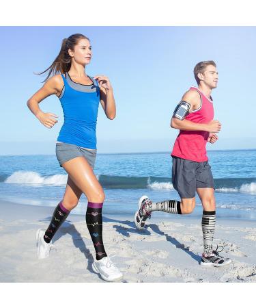 QUXIANG Compression Socks 15-20 mmHg for Women & Men - Medical Grade for Running, Nursing, Travel - Large-X-Large, 015 Black/Blue/Red/Green/White/Pink - Buy Online on GoSupps.com