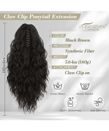 BARSDAR 45 cm Curly Wavy Ponytail Extensions - Natural Synthetic Black Brown Hair for Women - Buy Online on GoSupps.com