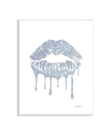 Stupell Industries Glam Shimmer Lip Pucker Kiss Minimal Cool Tones  Designed by Amanda Greenwood Wall Plaque  10 x 15  Blue 10x15 Blue