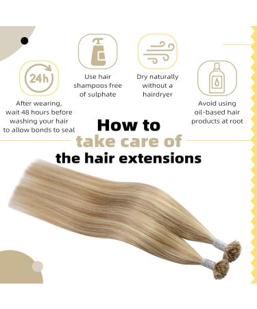 UGEAT Light Blonde and Ash Blonde U Tip Hair Extensions | 22 Real Hair Bondings | 50g 50 Pieces | Premium Quality Hair Extensions - Buy Online on GoSupps.com