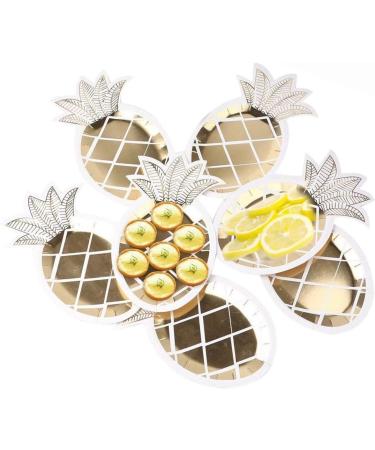 LHKJ 8 Pcs Gold Foil Pineapple Party Plates Disposable Tableware Set Paper Plates for Hawaiian Luau Party Supplies Pineapple Paper Plates for Birthday Wedding Party - Buy Online on GoSupps.com