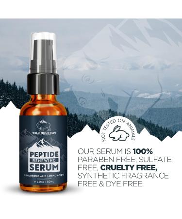 Wild Mountain Peptide Face Serum for Men - Hydrating Hyaluronic Acid & Collagen Boosting - Anti-Aging & Brightening 1 oz | International Shipping Available - Buy Online on GoSupps.com