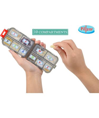 Portable Pill Organizer 2 Pack | Pocket-Sized with 10 Compartments & Sticky Notes | Ideal for Travel & Home Use - Buy Online on GoSupps.com