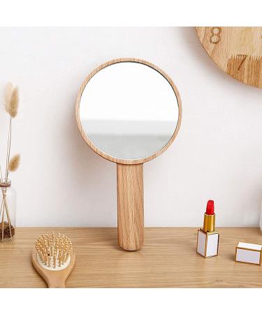 Teepro Handheld Mirror with Handle  Hand Held HD Mirror Wooden Frame  Salon Hairdresser Plain Mirror Retro Style  Cosmetic Salon Makeup Hand Mirror for Professional Barbers B