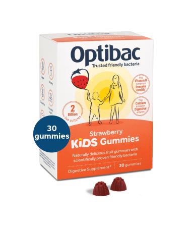 Optibac Kids Probiotic with Vitamin D & Calcium for Immune System Support & Gut Health and 2 Billion Bacterial Cultures - 30 Vegan Gummies 30 Count (Pack of 1)