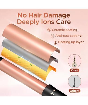 5 in 1 Wand Curling Iron Set - Kinked Curls Flat Iron & 3 Ceramic Barrels - Fast Heat Rose Gold Hair Waver Curler - Buy Online on GoSupps.com