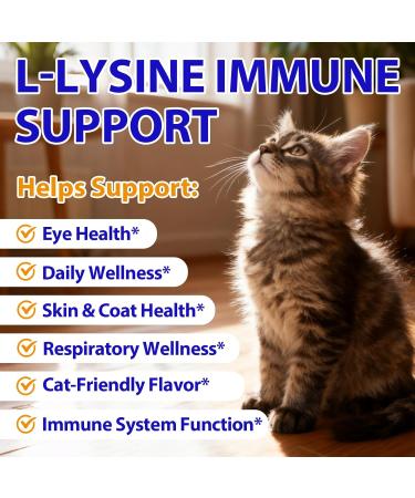 Lysine for Cats L-Lysine for Cat Immune Support Allergy Relief Sneezing & Runny Nose with Colostrum Taurine Vitamins - Roast Chicken Flavor - 60ml/2oz - Buy Online on GoSupps.com