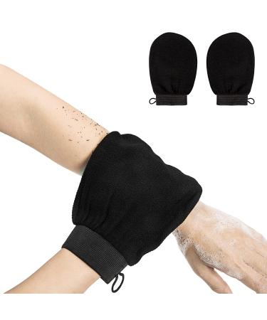 Lineexem Exfoliating Glove 2pcs - Black | Removes Dead Skin, Dirt & Grime | Self-Tanning Prep Mitts | 100% Viscose Fiber - Buy Online on GoSupps.com