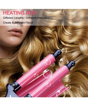 3 Barrel Hair Crimper Iron 0.78 Inch Ceramic Beach Hair Waver - LCD Display, Fast Heating Crimping Iron for Deep Waves - Valentines Gifts for Women - Buy Online on GoSupps.com