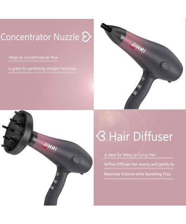 Infrared Hair Dryer - JINRI Professional 1875W Ionic Blow Dryer with Comb Diffuser & Concentrator for Fast Drying | International Shipping Available - Buy Online on GoSupps.com