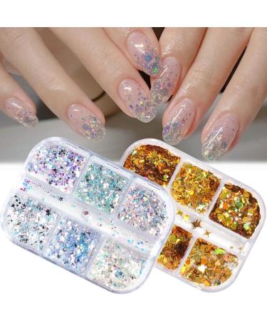 4 Boxes DIY Chunky Sparkly Slices Holographic Nail Sequins Summer Star Moon Glitter Flakes - Buy Online on GoSupps.com