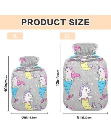 Unicorn Mermaid Hot Water Bottle with Cover - Soft & Warm for Winter Relief | 1L for Bed Hand Neck & Shoulders - Buy Online on GoSupps.com