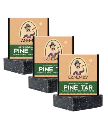 Holdes All-Natural Men's Soap Bar with Heavy Grain Pine Tar Soap Brightening Dense Lather for Hands Hair Face and Skin Cleansing 100g