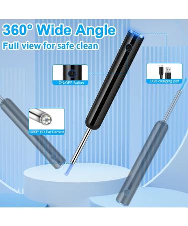 NiceBirdie 1080P Ear Wax Removal Tool with Camera and Light | Ear Cleaner Cleaning Kit with 2 Silicone Ear Scoops and 6 LED Lights - Black - Buy Online on GoSupps.com