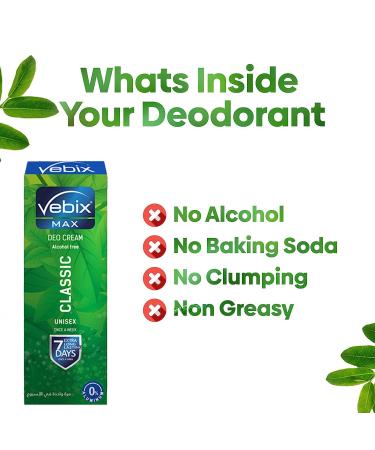 Vebix Unisex Deodorant Cream | Alcohol-Free All Natural Antiperspirant for Men & Women | Long-Lasting Odor Protection - Buy Online on GoSupps.com