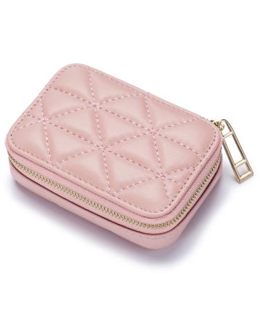 Leather Lipstick Case With Mirror For Purse Portable Travel Mini Durable Soft Leather Makeup Bag For Women's Toiletry Bag Suitable Daily Touch-up Cute Lipstick Holder Cosmetic Storage Bag (Pink)