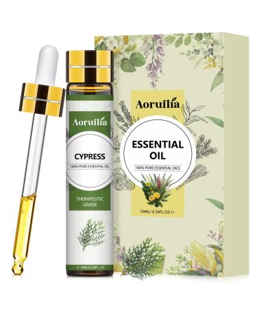 Aoruilia 10ml Cypress Essential Oil - 100% Pure Natural Cypress Oil Essential Oils for Diffuser for Home Aromatherapy Spa Massage Soaps & Candles Making Cypress 10 ml (Pack of 1)