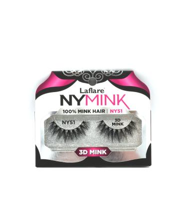 Laflare 3D NY Mink Eyelashes  100% Real Mink Hair Lashes  Luxury Makeup  Natural  Light  Trendy  Variety  Reusable  Multi layered Real Mink Hair Lashes (NY51)